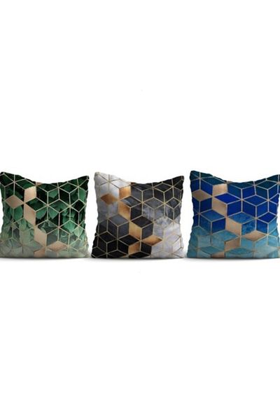 Lenjerii Deosebite Set 3 decorative pillow covers 43x43cm, Geometric KIR 109