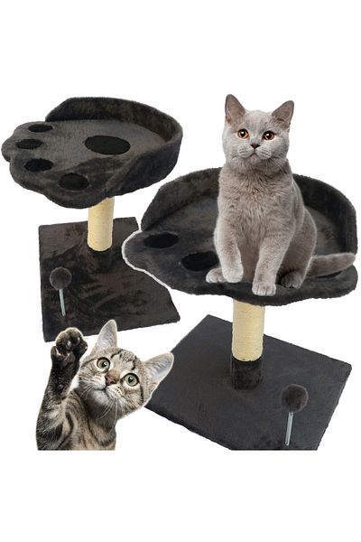 SERSIMO Cat play set, with bed and scratching post, ball, 48cm, dark grey