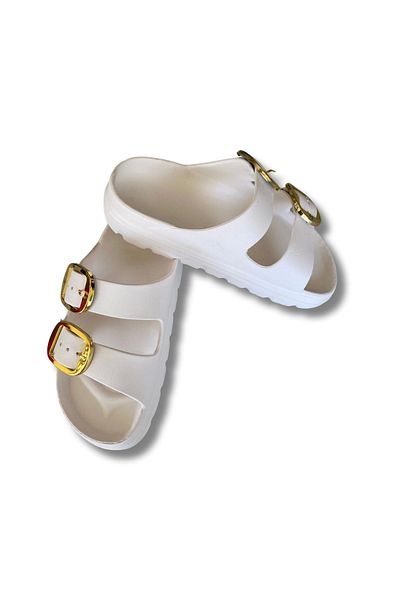 Lovita Shoes Lovita Buckle Women's Slippers 36-40 White