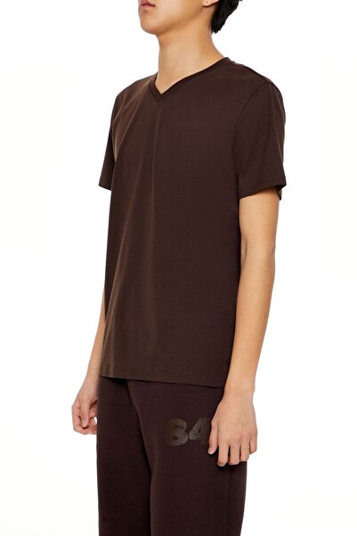 Forever 21 Pamuklu V-Yaka Tişört