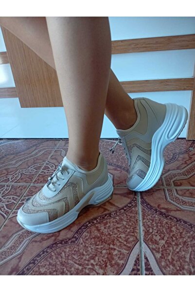 Ethab Ticaret Women's High Sole Comfortable Stylish Daily Sports Shoes Beige ...