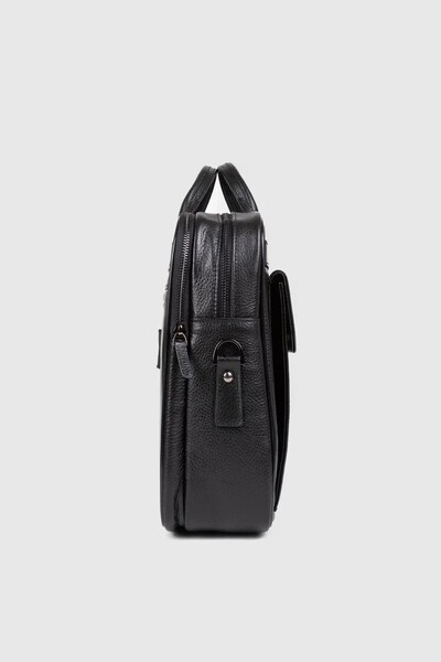 MORCA حقيبة كمبيوتر محمول من الجلد الطبيعي للجنسين مع حجرة للكمبيوتر المحمول مقاس 16 بوصة و17 بوصة باللون الأسود