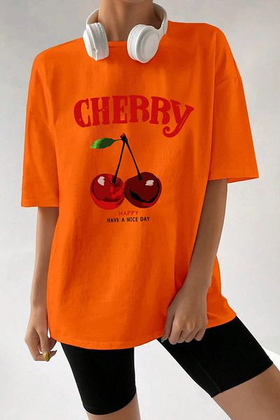 uyguntarz Μπλουζάκι με στάμπα Unisex Happy Cherry Design