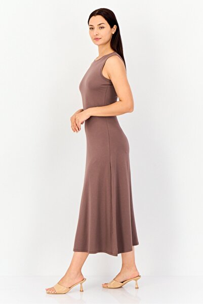 Bebe Women Solid Maxi Dress, Chocolate Brown