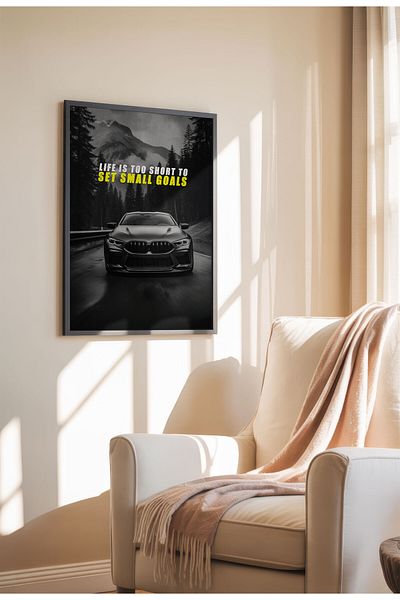 21mxm Frameless Motivational Wall Poster, Supercar Art, "Stop Until Proud" Quote, Fast Mindset 2025
