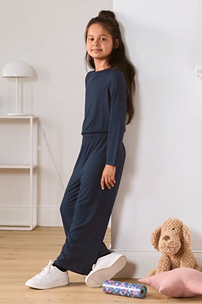Tchibo Kids Girl Long Sleeve Ribbed Jumpsuits, Navy