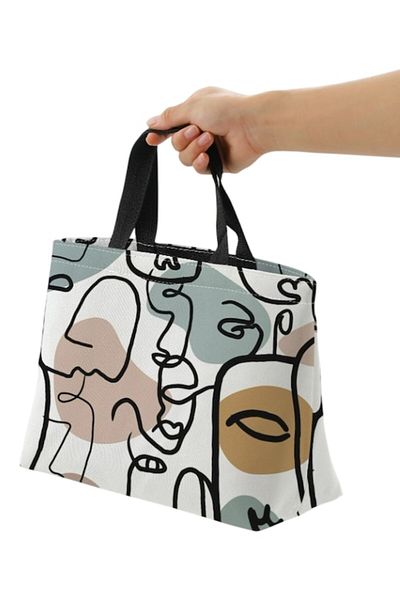 The Casius. Portable Lunch Bag Made of Polyester for School, Office, Travel, Graphic Figures Design, 35 x 14 x 2