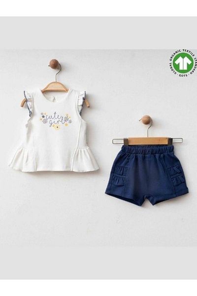Zekids Baby Girl Organic Cotton Daisy Patterned Shorts Set