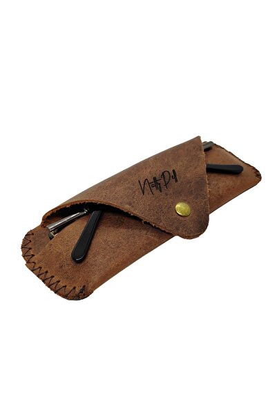 Natty Pell Glasses Case - Handmade Leather Brown