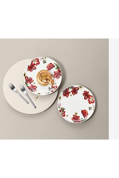 Tchibo Set of 2 Printed Plates, White Combo