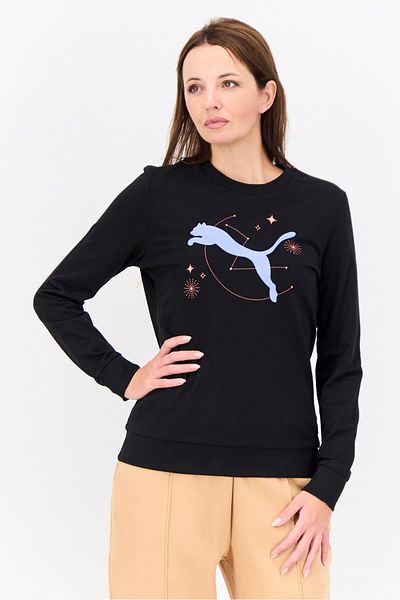Puma Women Sportswear Fit Long Sleeve Outdoor Sweatshirt, Black