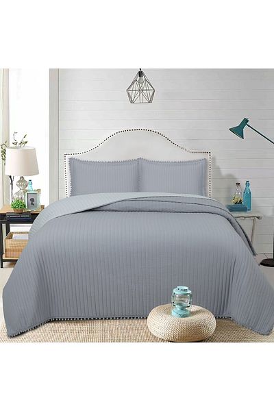 Bella Home Sofia Pompom Double Bedspread Set - 260X240 cm