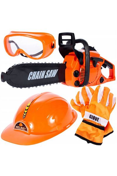 OEM Toy Tool Set, Power Tools, with Chainsaw and Protective Gear, Rotating Chain, S