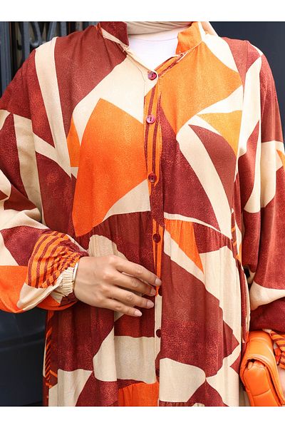 VAV Patterned Dress - Orange - Vav