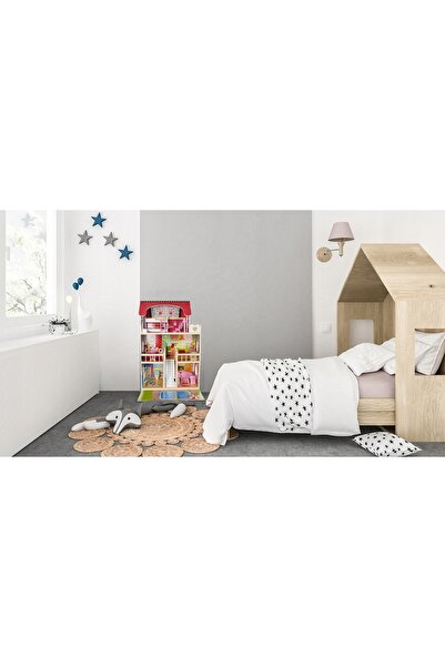 zola Casuta de papusi din lemn, Zola, complet mobilata, 3 etaje, cu piscina, sezlong si gratar, iluminata