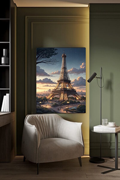 özkacar IŞIKLI EYFEL KULESİ KANVAS TABLO EV DUVAR SALON OFİS DÜKKAN HEDİYELİK...