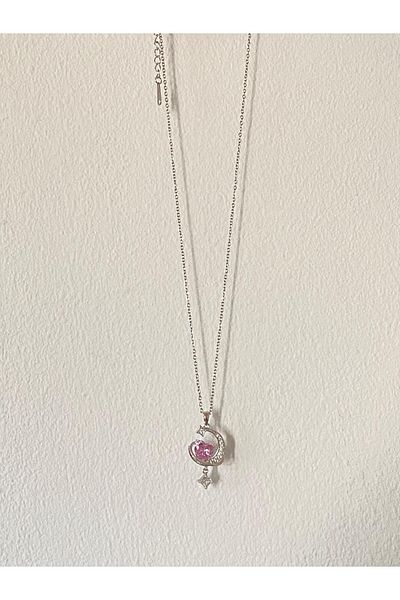 bijoux uniques Heart Moon Star Steel Necklace