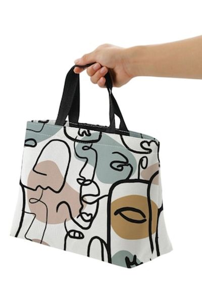 The Casius. Portable Lunch Bag Made of Polyester for School, Office, Travel, Graphic Figures Design, 35 x 14 x 2