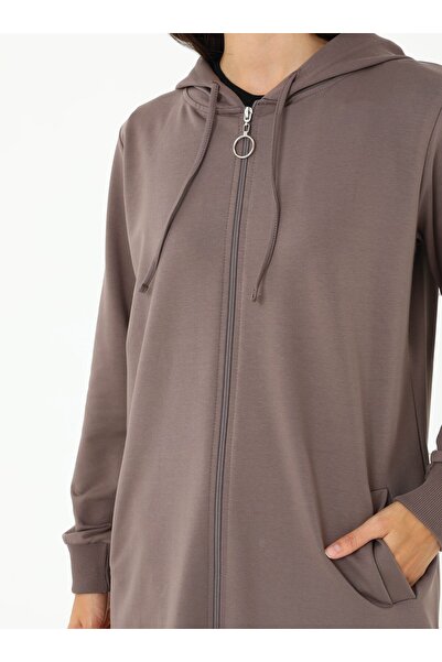 Benin Zippered Hooded Long Sports Cap - Mink - Benin