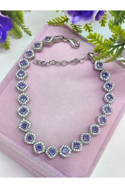 argint 925 Bratara Pietre Violet