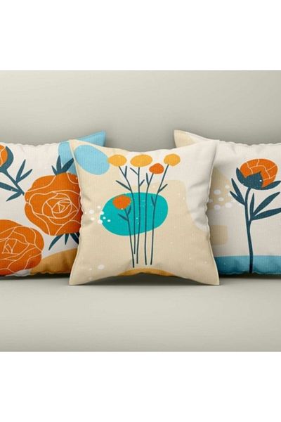 Lenjerii Deosebite Set 3 decorative pillow covers 43x43cm, Floral Abstract