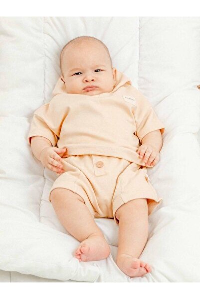 Zekids Baby Organic Cotton Basic Hooded Tshirt Shorts Set