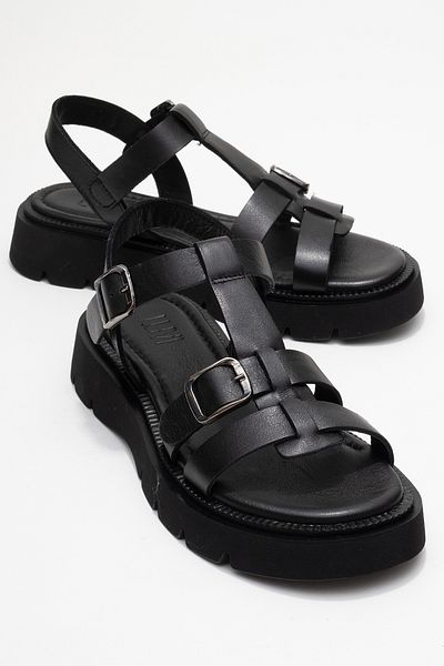 LuviShoes Sandale de damă MELVIN din piele naturală neagră