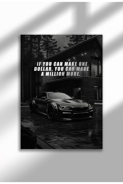 21mxm Frameless Motivational Wall Poster, Supercar Art, "Stop Until Proud" Quote, Fast Mindset 2025