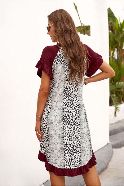 WildFashion Rochie casual asimetrica cu print leopard L822-9981