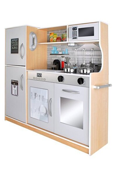 OEM Set complet de bucătărie interactiv din lemn pentru copii, înălțime 80 cm, chiuvetă, plită, cuptor
