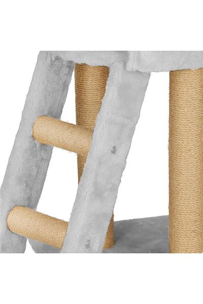 SERSIMO Cat Playset, Scratching Post, Hideaway, Mouse, 136cm, Grey