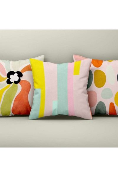 Lenjerii Deosebite Set 3 fete perna decorative 43x43cm, Model Abstract Colorat