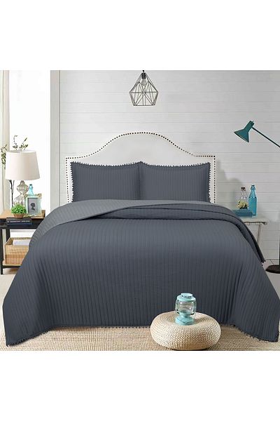 Bella Home Sofia Pompom Double Bedspread Set - 260X240 cm