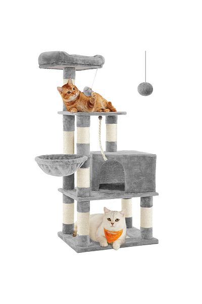 feandrea Cat Play Set, Tree Type, With 2 Cushions, 54x40x138cm, Gray