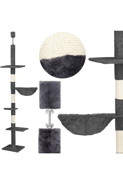 SERSIMO Cat play set, pole type, adjustable height, 240 - 265 cm, gray