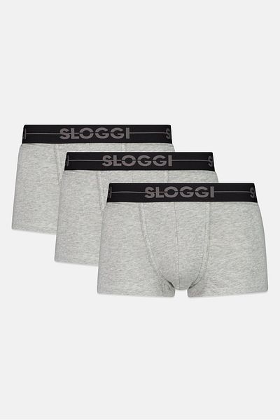 SLOGGI Men 3 Pieces Brand Logo Hipster Briefs, Grey