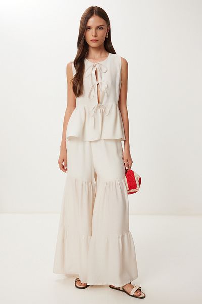 Lovelyİstanbul Flounced Viscose Trousers Blouse Set