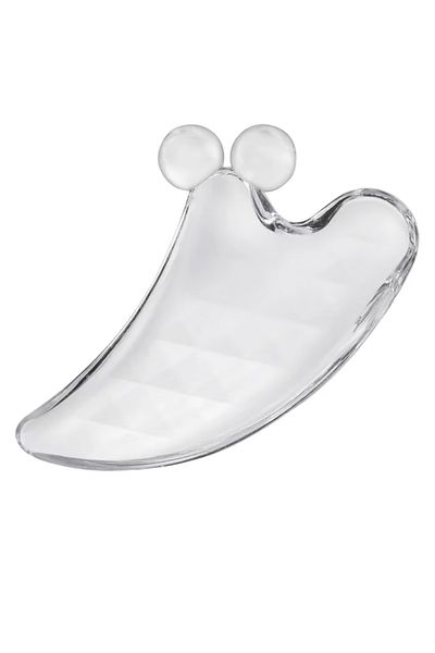 OEM Facial massage stone, 11.2 x 7 cm, natural resin, transparent