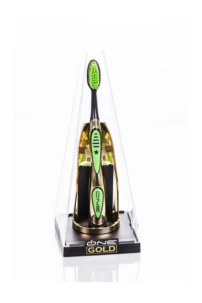 One Gold Toothbrush One Gold plated with 24K gold, 3 green refills, Limited Edition