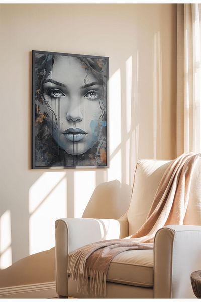 21mxm Street Art Poster, Vibrant Graffiti Portrait, Frameless Modern Canvas, Urban Vibe 2025