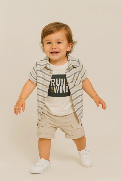 iklimix Muslim Shirt Linen Side Pocket Capri 3 Piece Set