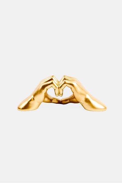 NANETTE LEPORE Decorative Polyresin Hand Heart, Gold
