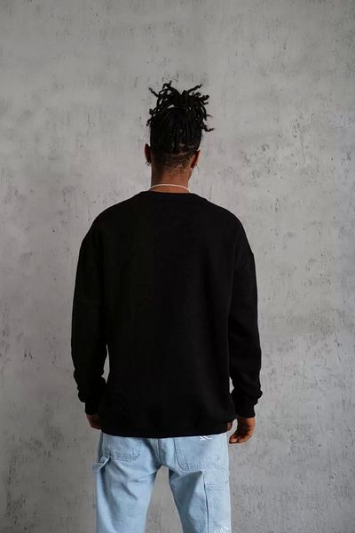 Silerra    Men's Plain Crew Neck Sweat - Black