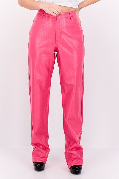Envii Women Regular Fit Wide Leg Plain Pants, Hot Pink