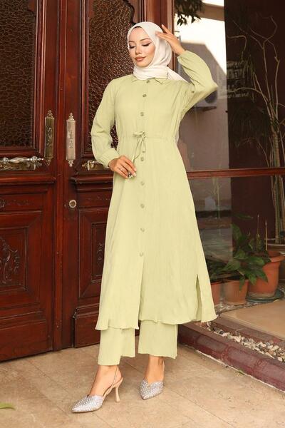 MİSSKAYLE Λεπτομερή μακρύ κοστούμι με σχισμή Mint Green