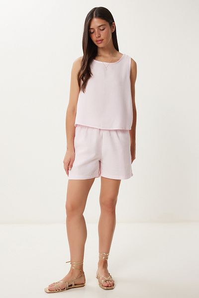 Lovelyİstanbul Muslin Blouse Shorts Set