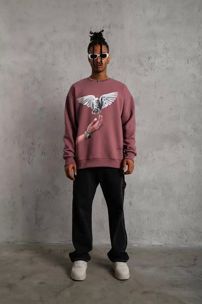 Silerra    Men's Dove Printed Sweatshirt - Dusty Rose