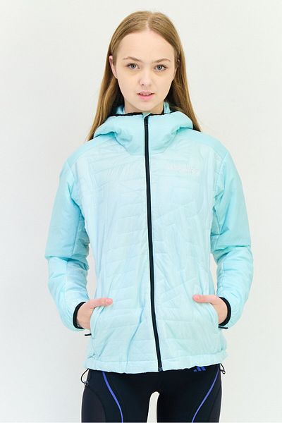 adidas Women Regular Fit Embroidered Outdoor Jacket, Mint Blue