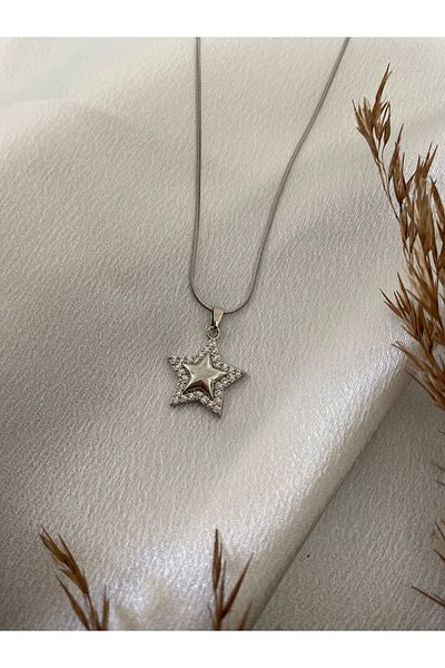 stainless steell Star Steel Necklace with Zircon
