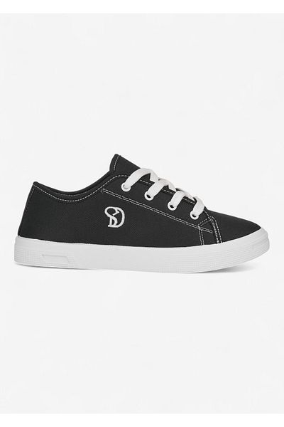 SOLDOY Pantofi sport de damă, negru, alb, din in